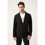 AVVA Erkek Siyah Mono Yaka Astarsız Triko Detaylı Slim Fit Ceket A31Y4001 - 50