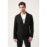AVVA Erkek Siyah Mono Yaka Astarsız Triko Detaylı Slim Fit Ceket A31Y4001 - 56
