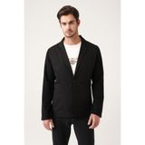 Avva Erkek Siyah Mono Yaka Astarsız Triko Detaylı Slim Fit Ceket A31Y4001