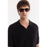 AVVA Erkek Siyah Polo Yaka Düğmesiz Soft Touch Regular Fit Triko T-Shirt A61Y5021 - XL