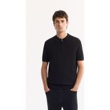 Avva Erkek Siyah Polo Yaka Fermuarlı Rayon Tüylenmeyen Triko Regular Fit T-Shirt A52Y5006 - 2XL