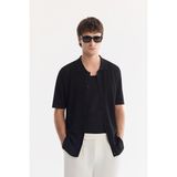 AVVA Erkek Siyah Polo Yaka Önden Düğmeli Regular Fit Triko T-Shirt A61Y5017