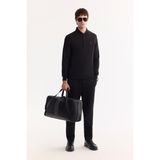Avva Erkek Siyah Polo Yaka Pamuklu Basic Slim Fit Sweatshirt B001080