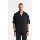 AVVA Erkek Siyah Polo Yaka Soft Touch Kısa Kollu Comfort Fit Gömlek A51Y2140 - XS