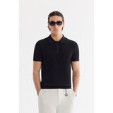 AVVA Erkek Siyah Polo Yaka Soft Touch Regular Fit Triko T-Shirt A61Y5046