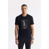 AVVA Erkek Siyah Regular Fit Bisiklet Yaka Baskılı Bi Stretch Interlok T-shirt A51y1029 - XL