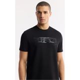 Avva Erkek Siyah Regular Fit Bisiklet Yaka Baskılı Bi Stretch İnterlok T-Shirt A51Y1044 - M
