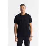 Avva Erkek Siyah Regular Fit Bisiklet Yaka Baskılı Bi Stretch İnterlok T-Shirt A51Y1166