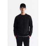 Avva Erkek Siyah Regular Fit Bisiklet Yaka Baskılı Elastan Sweatshirt A42Y1335