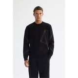Avva Erkek Siyah Regular Fit Bisiklet Yaka Pamuklu Baskılı Sweatshirt A42Y1317