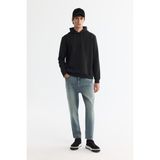 Avva Erkek Siyah Regular Fit Kapüşonlu Baskılı Elastan Sweatshirt A42Y1332