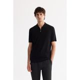 Avva Erkek Siyah Regular Fit Polo Yaka Fermuarlı Rayon Triko T-Shirt A42Y5128