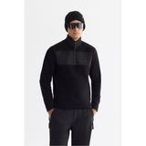 Avva Erkek Siyah Regular Fit Soğuğa Dayanıklı Fermuarlı Dik Yaka Polar Sweatshirt A42Y1380