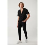Avva Erkek Siyah Rinse Yıkamalı Esnek Pamuklu Berlin Slim Fit Jean Pantolon A41Y3513