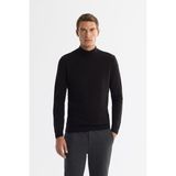 AVVA Erkek Siyah Yarım Balıkçı Yaka Dokulu Triko Regular Fit Kazak E005108 - 2XL