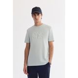 AVVA Erkek Su Yeşili Bisiklet Yaka Baskılı Bi-Stretch İnterlok Regular Fit T-shirt A61Y1068 - XL