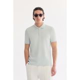 AVVA Erkek Su Yeşili Kıvrılmaz Polo Yaka Fermuarlı Bi-Stretch İnterlok Regular Fit T-shirt A61Y1003 - 3XL