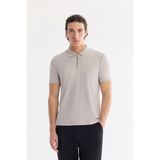 Avva Erkek Taş Kıvrılmaz Fermuarlı Polo Yaka Regular Fit T-Shirt A61Y1090 - XL