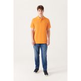 Avva Erkek Turuncu Basic Pamuklu Polo Yaka T-shirt E001004