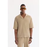 AVVA Erkek Vizon Apaj Yaka Pamuklu Soft Touch Comfort Fit T-Shirt A61Y2064 - 2XL