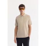 AVVA Erkek Vizon Kıvrılmaz Polo Yaka Fermuarlı Bi-Stretch İnterlok Regular Fit T-shirt A61Y1003 - XS