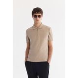 Avva Erkek Vizon Kıvrılmaz Polo Yaka Fermuarlı Jakarlı Regular Fit T-Shirt A61Y1088