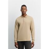 AVVA Erkek Vizon Kıvrılmaz Polo Yaka Kolay Ütülenen Basic Sweatshirt B001080