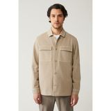 Avva Erkek Vizon Klasik Yaka Garment Dyed Cepli %100 Pamuk Comfort Fit Denim Ceket A41Y6005