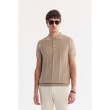AVVA Erkek Vizon Polo Yaka Düğmeli Regular Fit Triko T-Shirt A61Y5006 - 2XL