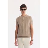 Avva Erkek Vizon Polo Yaka Düğmeli Regular Fit Triko T-Shirt A61Y5006