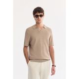 AVVA Erkek Vizon Polo Yaka Düğmesiz Dokulu Triko Regular Fit T-Shirt A61Y5033 - XL