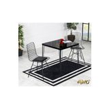 Avvio 70X70 Defne 2 Kişilik Yemek Masası-Mutfak Masası Masa Sandalye-Siyah Mermer Desenli Oval Kenar