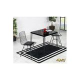 Avvio 70X70 Helena 2 Kişilik Yemek Masası Takımı-Mutfak Masası Takımı-Siyah Mermer Görünümlü Oval Kenar