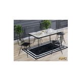 Avvio 80X120 4 Kişilik Yemek Masası Takımı-Mutfak Masası Takımı-Beyaz Mermer Desenli Oval Kenar
