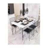 Avvio 80X120 Berra 4 Kişilik Yemek Masası Takımı-Mutfak Masası Takımı-Beyaz Oval Kenar