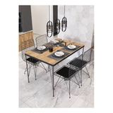 Avvio 80X120 Tekir 4 Kişilik Yemek Masası Takımı-Mutfak Masası Takımı-Ceviz Oval Kenar