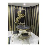 Avvio 90X90 Mira Siyah Mermer &4 Tel Ince Gold Mutfak Masa Takımı