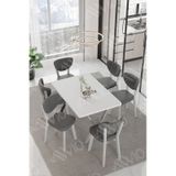 Avvio Alize Elma Sandalye 80x140 Yemek Masası Mutfak Masası 6 Kişilik Masa Sandalye Takım Beyaz