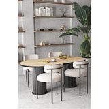 AVVİO Anka Teddy Sandalye Bohem Lake Mdf Ayak 80x140 Oval Yemek Masası Mutfak Masası Masa Sandalye Takımı