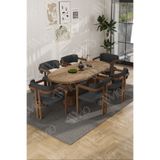 AVVİO Arion Serisi Bohem Ayak 6'lı Tokyo Metal Demonte Sandalye 80x160 Masa Sandalye Takımı