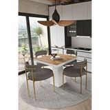 Avvio Arona Beyaz Lake Mdf Ayak 90x90 Yemek Masası Mutfak Masası 4 Kişilik Masa Takımı Teddy Sandalye AKÇA
