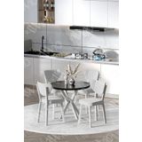 Avvio Arte Beyaz Elma Sandalye 90X90 Yuvarlak Yemek Masası Mutfak Masası 4 Kişilik Masa Sandalye Takımı