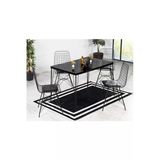 Avvio Arya 4 Kişilik 80X120 Yemek Masası Takımı-Mutfak Masası Takımı-Siyah Mermer Oval Kenar