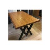 Avvio Belinay Doğal Ağaç Kütük Masa Yemek Masası 80X160 ( Metal Ayak)