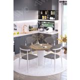 Avvio Bella Ptt Ayak Beyaz Polo Metal Sandalye 90X90 Yemek Masası Mutfak Masası Masa Sandalye Takımı