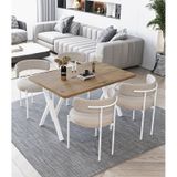 Avvio Beyaz Teddy Sandalye 80x120 Yemek Masası Mutfak Masası 4 Kişilik Masa Sandalye Takımı AKÇA