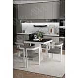 Avvio Bianco Lake Mdf Ayak Tokyo Demonte Sandalye 80x80 Yemek Masası Mutfak Masası 4 Kişilik SİYAH MERMER