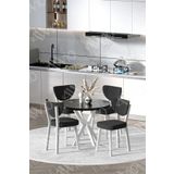 Avvio Blanca Beyaz Elma Sandalye90x90 Yuvarlak Yemek Masası Mutfak Masası 4 Kişilik Masa Sandalye Takımı