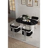 Avvio Caren Ptt Lake Mdf Ayak 4'Lü Tokyo Metal Demonte Sandalye 80X140 Masa Sandalye Takımı