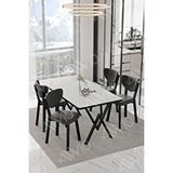 Avvio Carla Elma Sandalye 80x120 Yemek Masası Mutfak Masası 4 Kişilik Masa Sandalye Takımı DÜZ BEYAZ